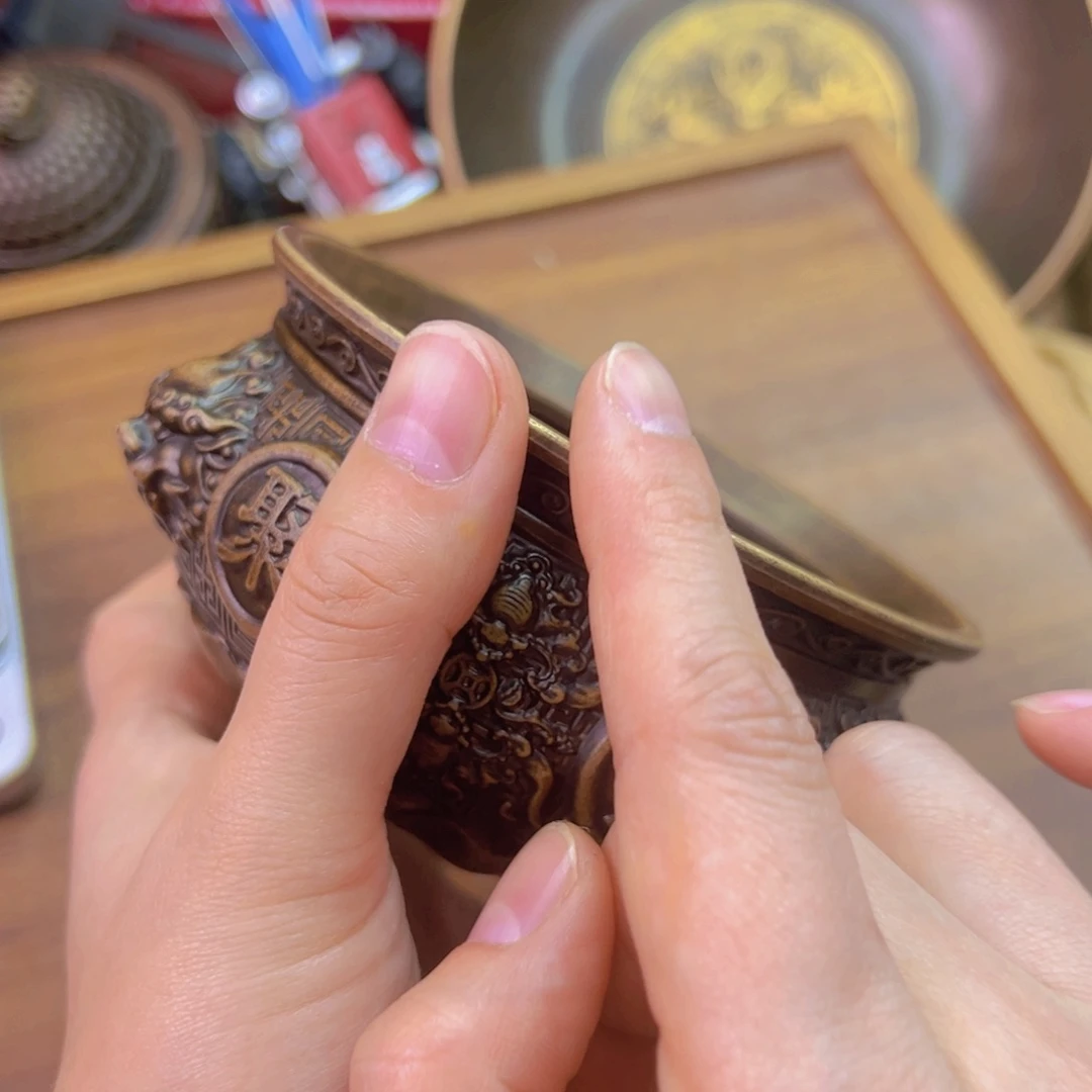 原矿风磨铜金蟾聚宝盆