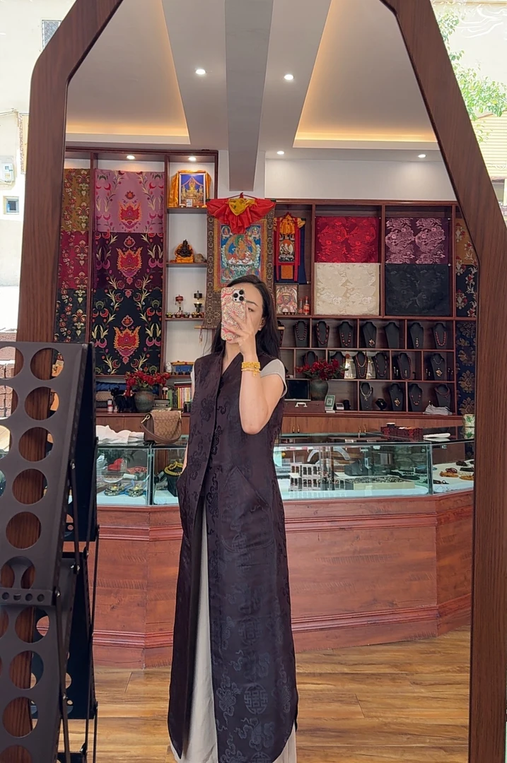 岗娜姆设计长款马甲