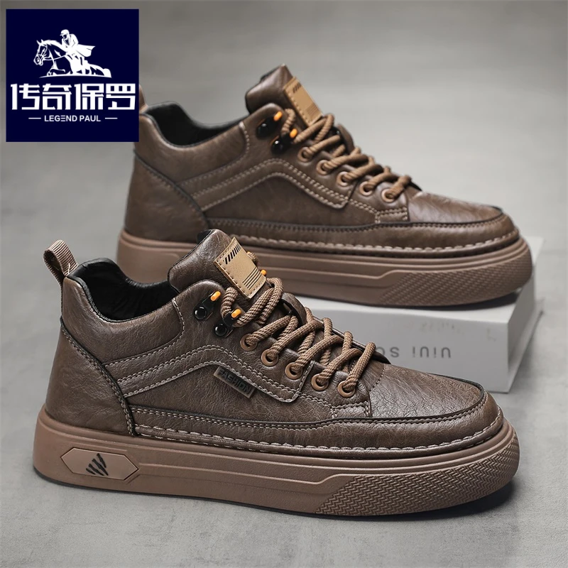传奇保罗正版男鞋冬季防水工作上班马丁皮鞋男士耐磨干活劳保板鞋