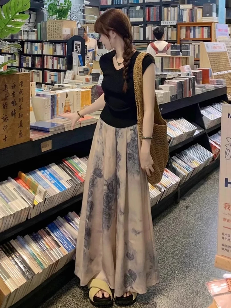 夏装多巴胺搭配一整套盐系轻熟穿搭新中式国风连衣裙子时尚套装女