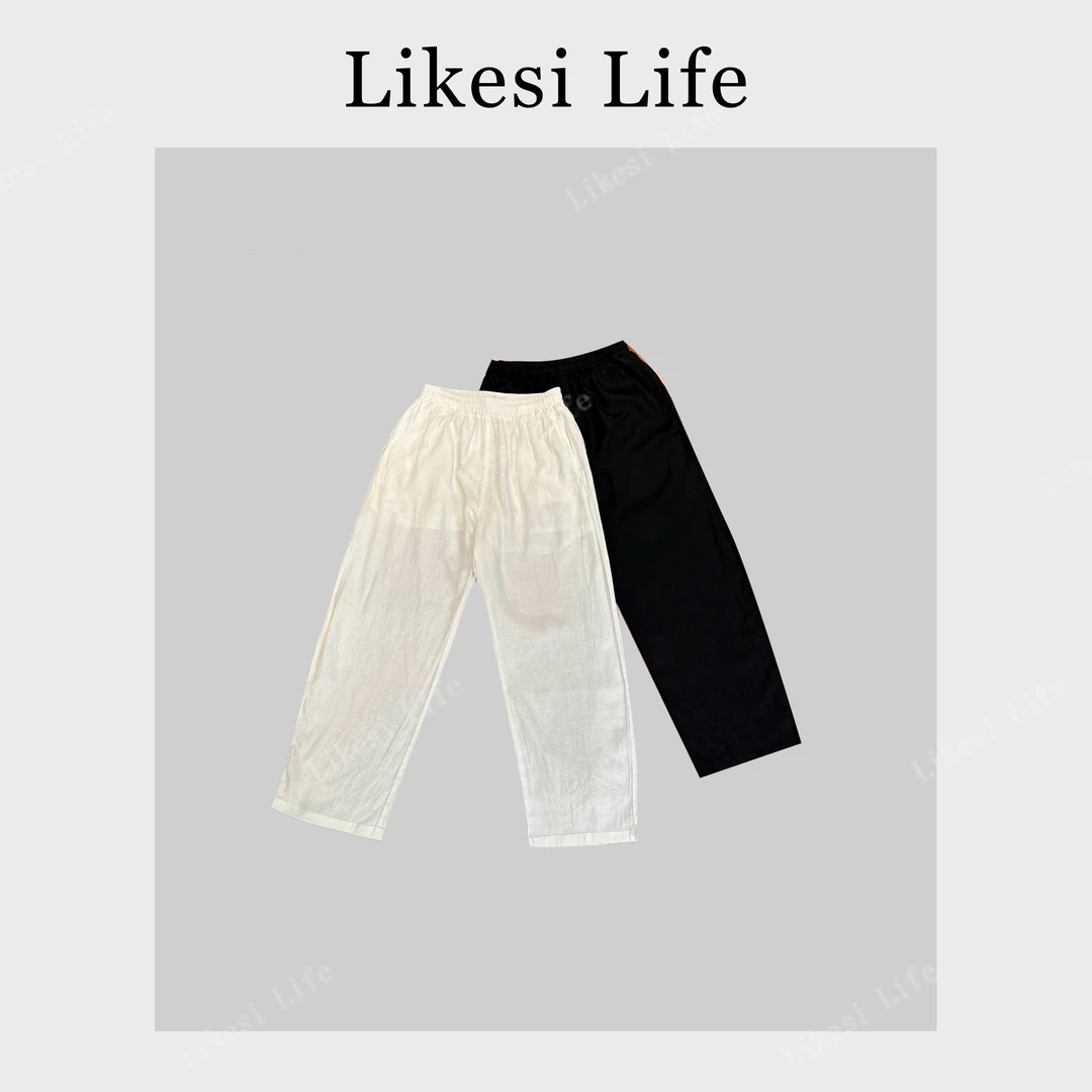 LIKESI&李克斯“素麻”25夏季高级感100%汉麻长裤老钱风休闲裤8262#