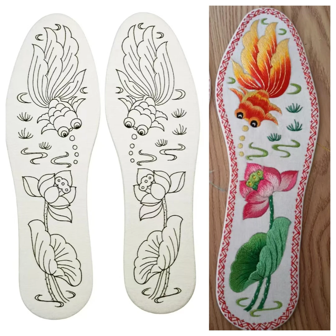 手工绣花鞋垫材料包送针线布顶针，五双以上包邮十双有福利