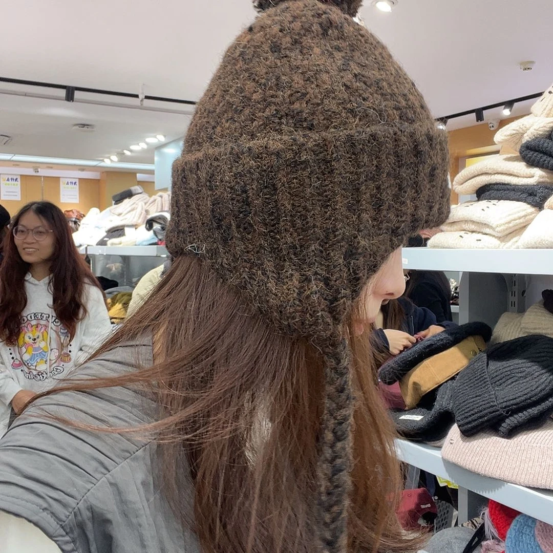 棉涤纯棉深咖色包头帽子