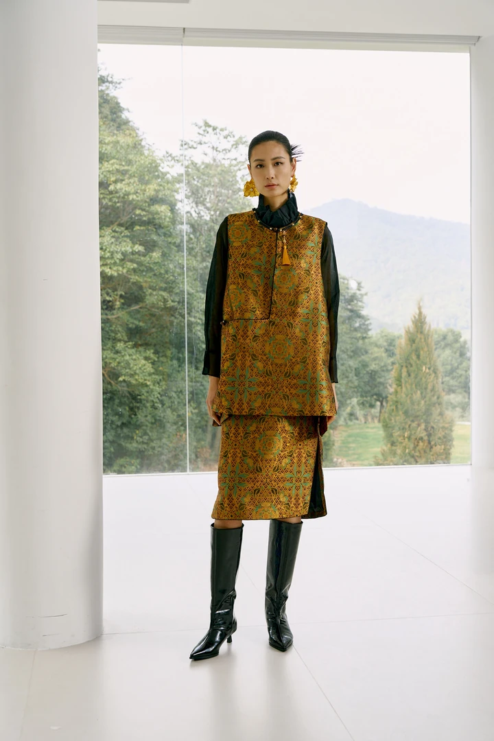 朱总原创设计瑞麟霓裳L24M-3C145国风阔版马甲