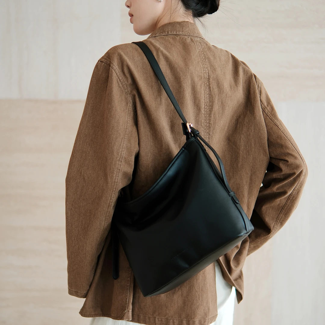 SoBag高级感真皮百搭大容量单肩斜挎hobo包简约通勤牛皮大托特包