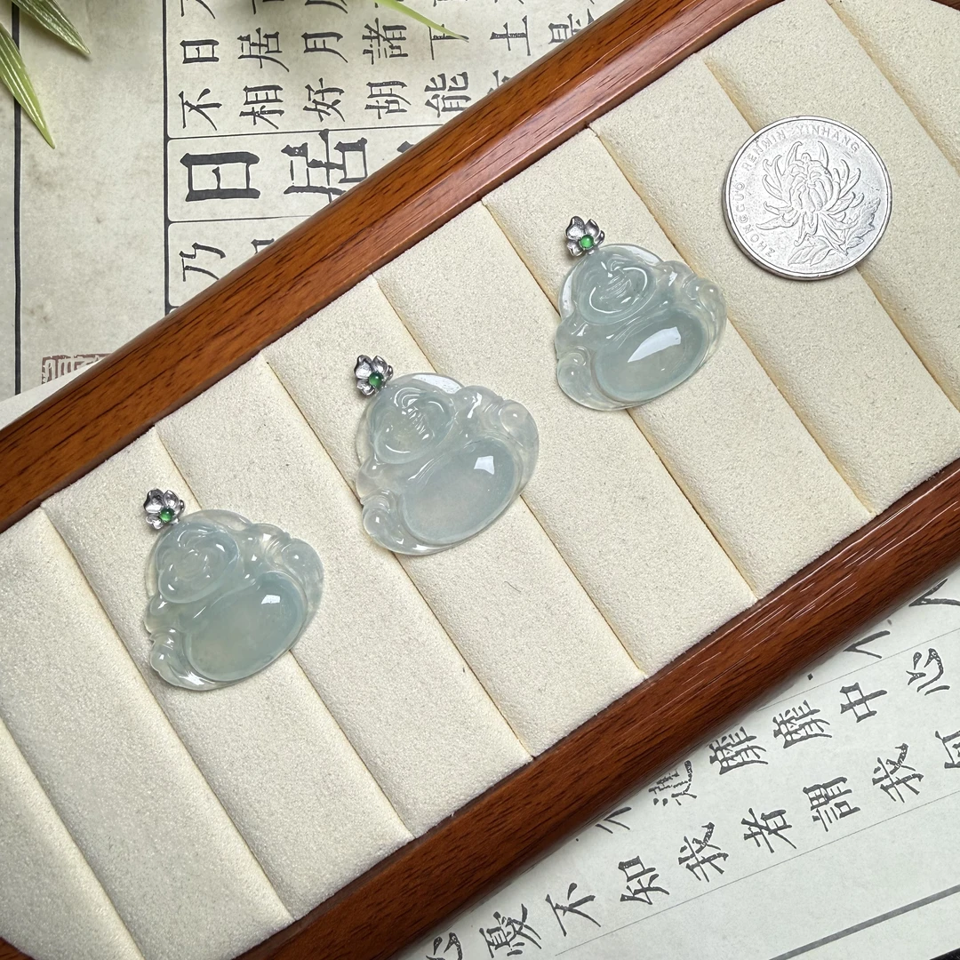 思懿珠宝 18K翡翠佛公坠约30*29*6mm-010173-多样性发一