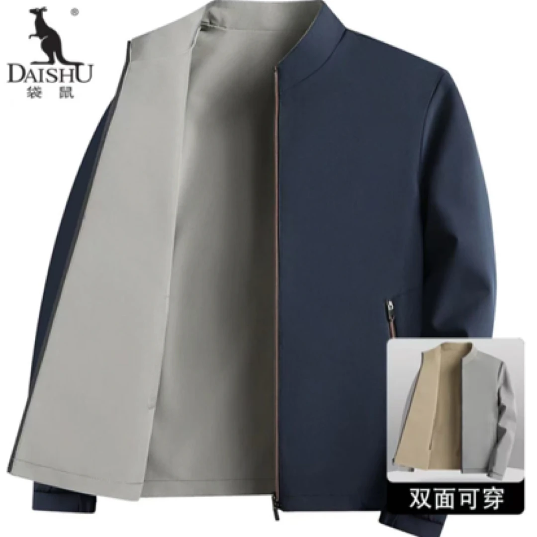 袋鼠男士春秋季立领夹克【一衣两穿】商务男装外套夏季行政外套男