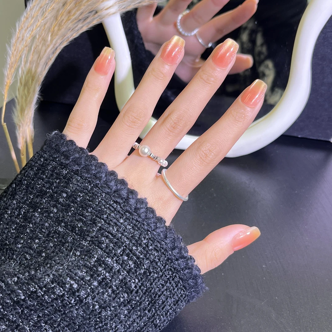 【Thankokay - 穿戴甲】工厂倒闭 轻奢高级感美甲甲片奶黄L03