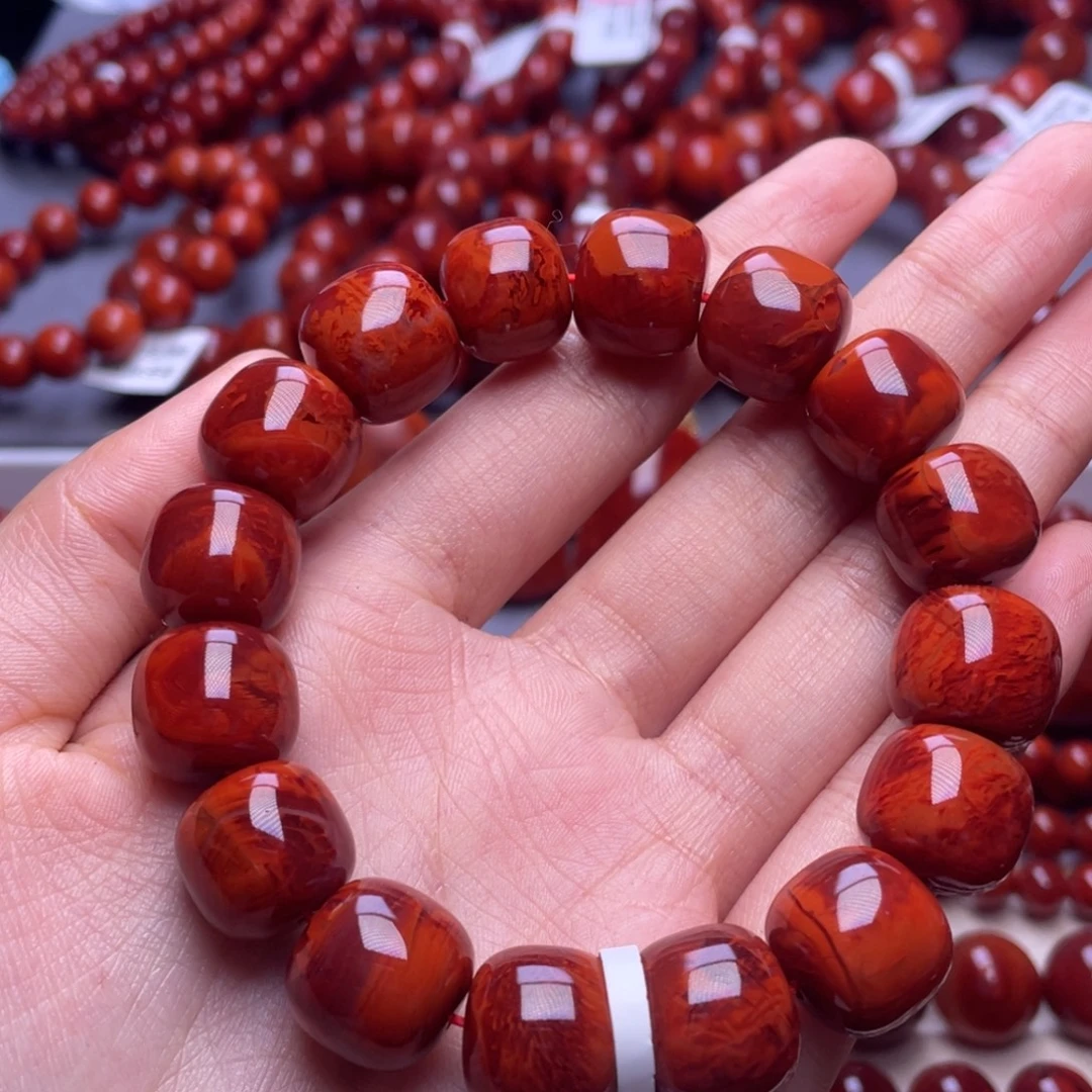 南红玛瑙未镶嵌其他毕业级 14mm瓦西爆肉虎皮妖孽火焰老型手串
