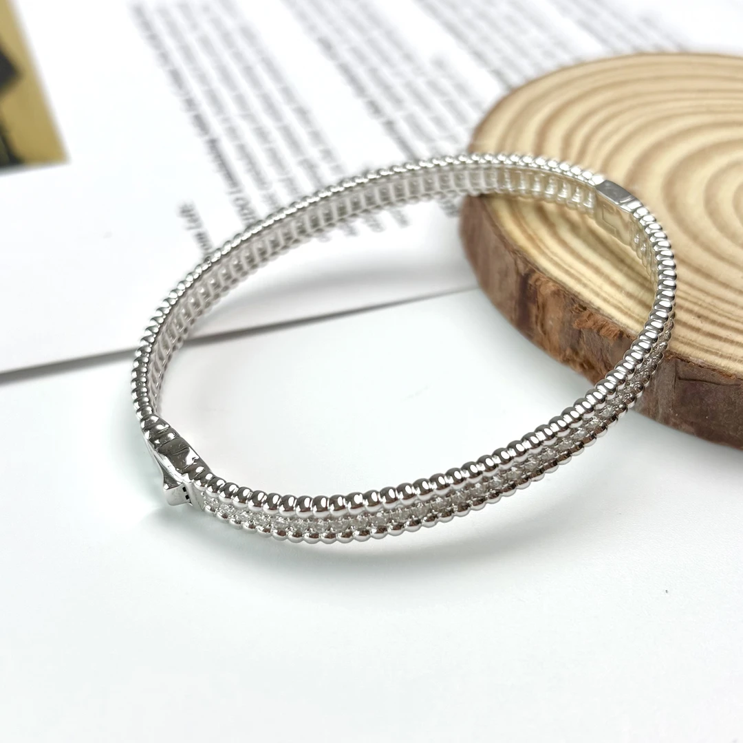 925银合成锆石手镯 轻奢时尚s925银镀18k金满天星满钻手镯-S0053