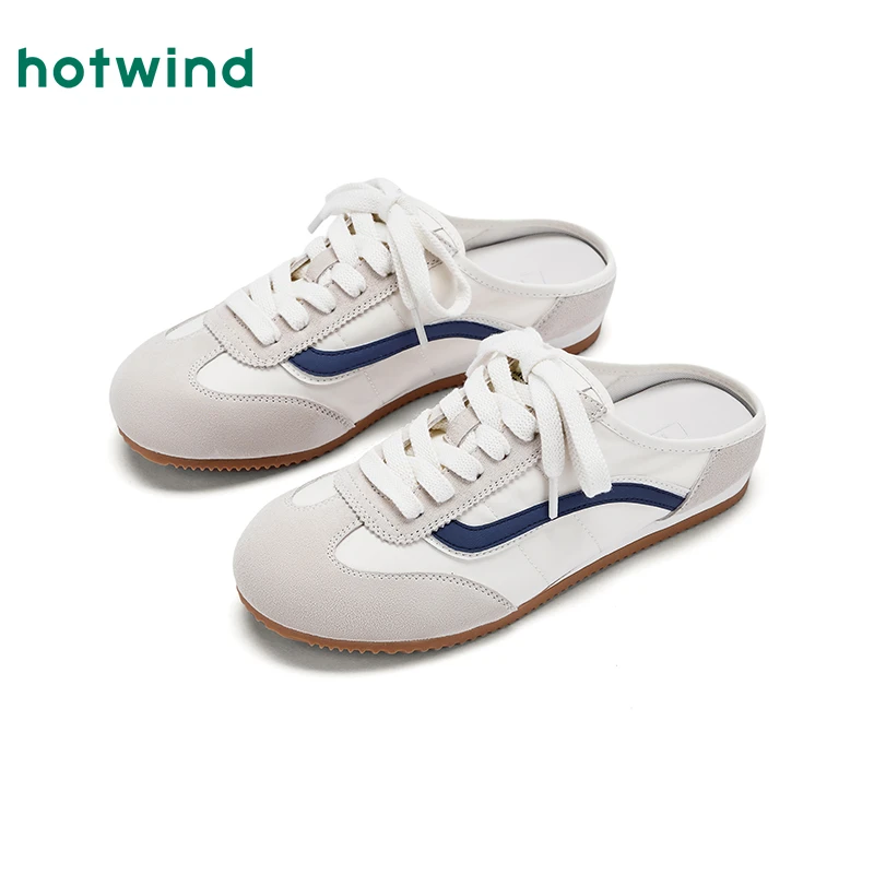 热风休闲鞋女2025年秋季新款女士增高德训鞋半拖一脚蹬H11W25314