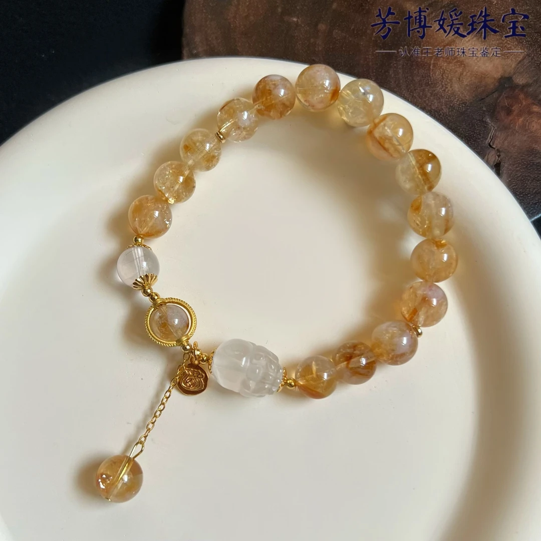 F151天然高品质水晶金发晶9mm精美单圈手串 招米米 多样性发其一