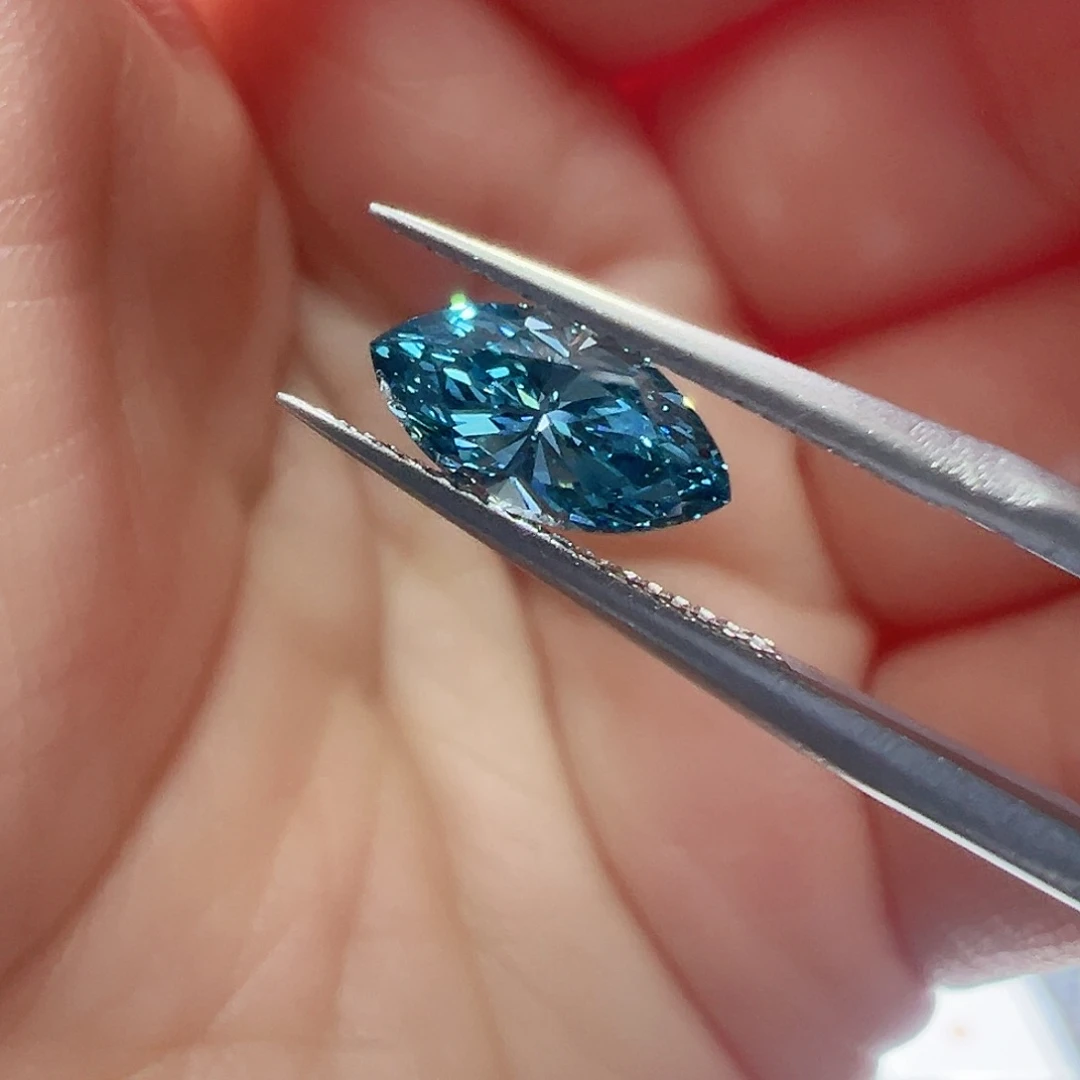 合成钻石裸石0.875ct马眼蓝钻
