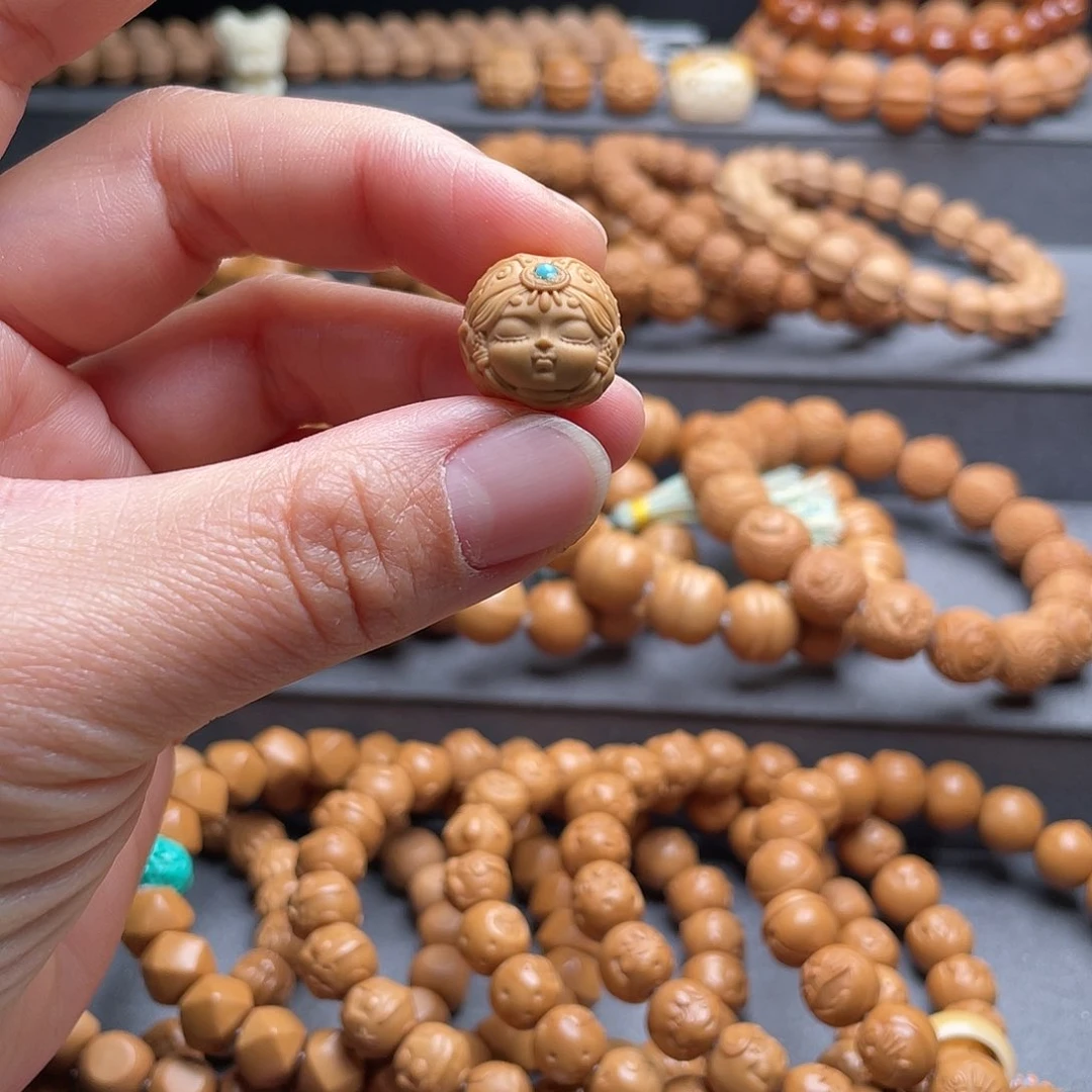 猴头核桃吊坠扎基拉姆镶嵌单粒