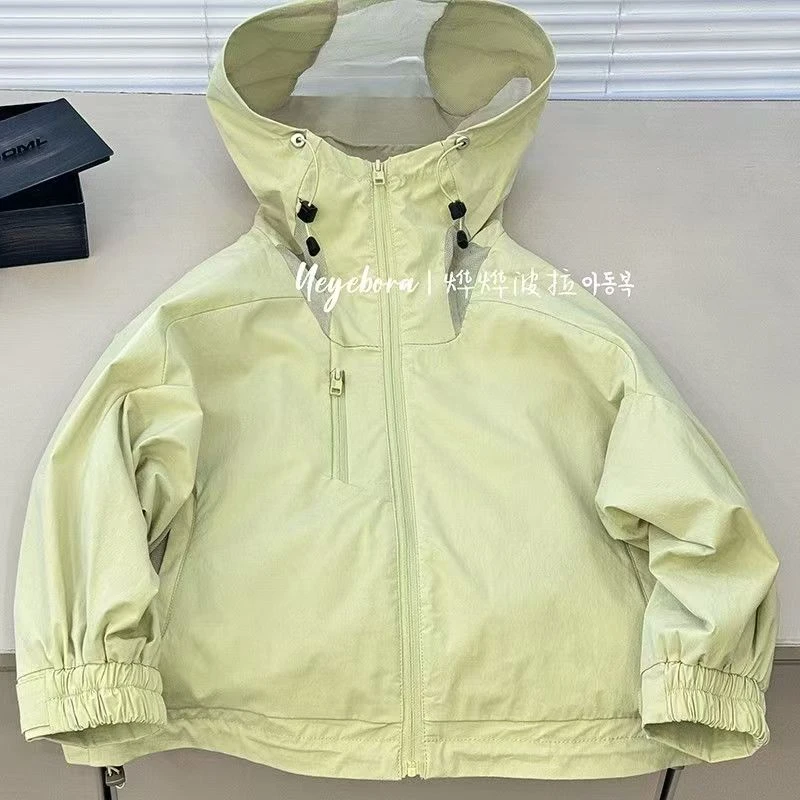 男童连帽冲锋衣2025春装儿童工装外套男童运动夹克衫时尚休闲