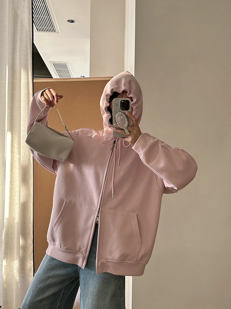 俏皮通勤~oversize卫衣女25春宽松bf慵懒风可爱连帽开衫外套8769