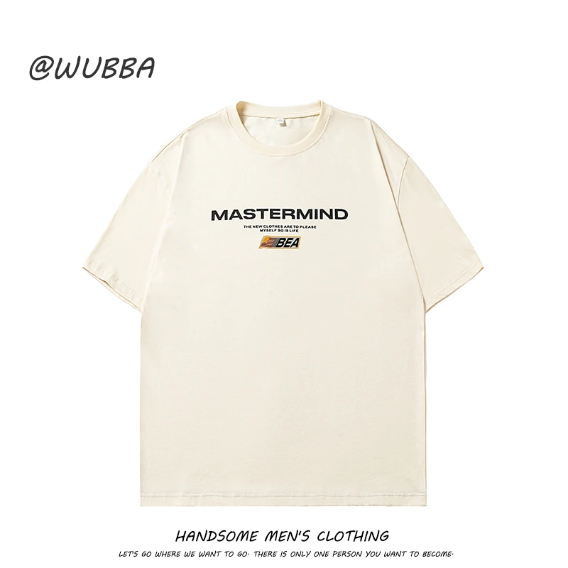 美式重磅纯棉T恤男春夏小众vibe字母刺绣情侣短袖ins宽松半袖上衣