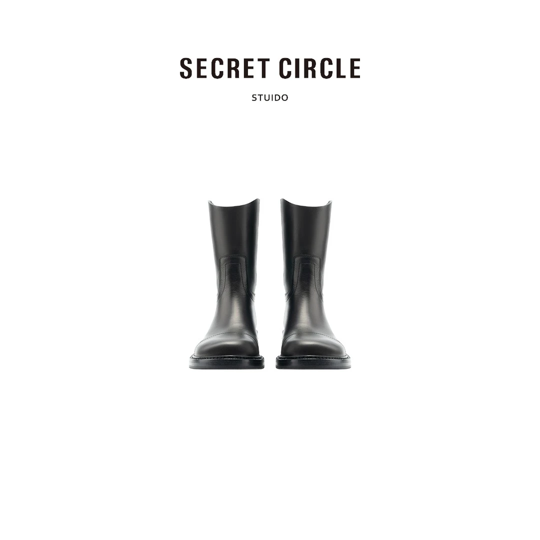 【楚铃专属】“女主靴” 复古时尚圆头中筒靴简约长靴 C1287