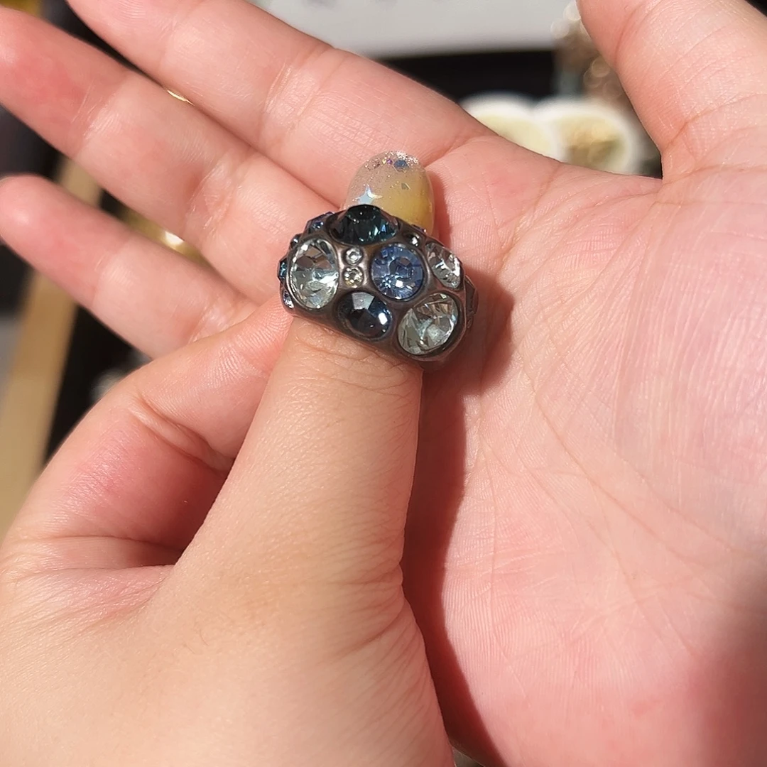 纯铜合成碳硅石戒指 17码