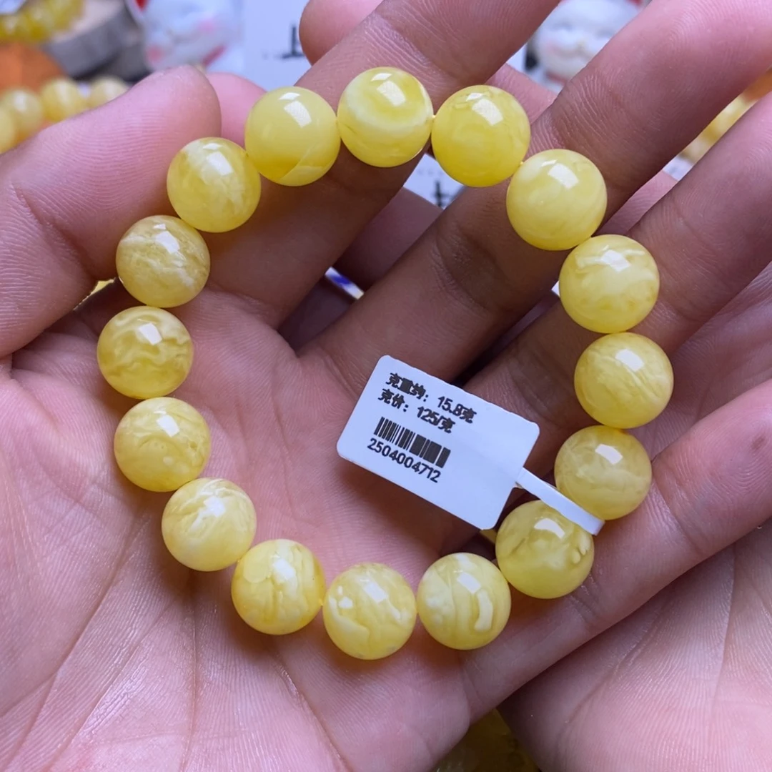 未镶嵌蜜蜡裸石12+圆珠手串