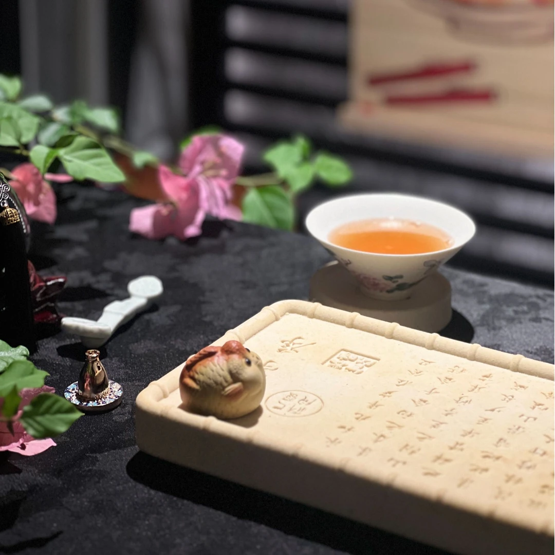 兰亭序吸水茶盘非遗手作桌摆件陋室铭心经文字款茶盘国潮风干泡台