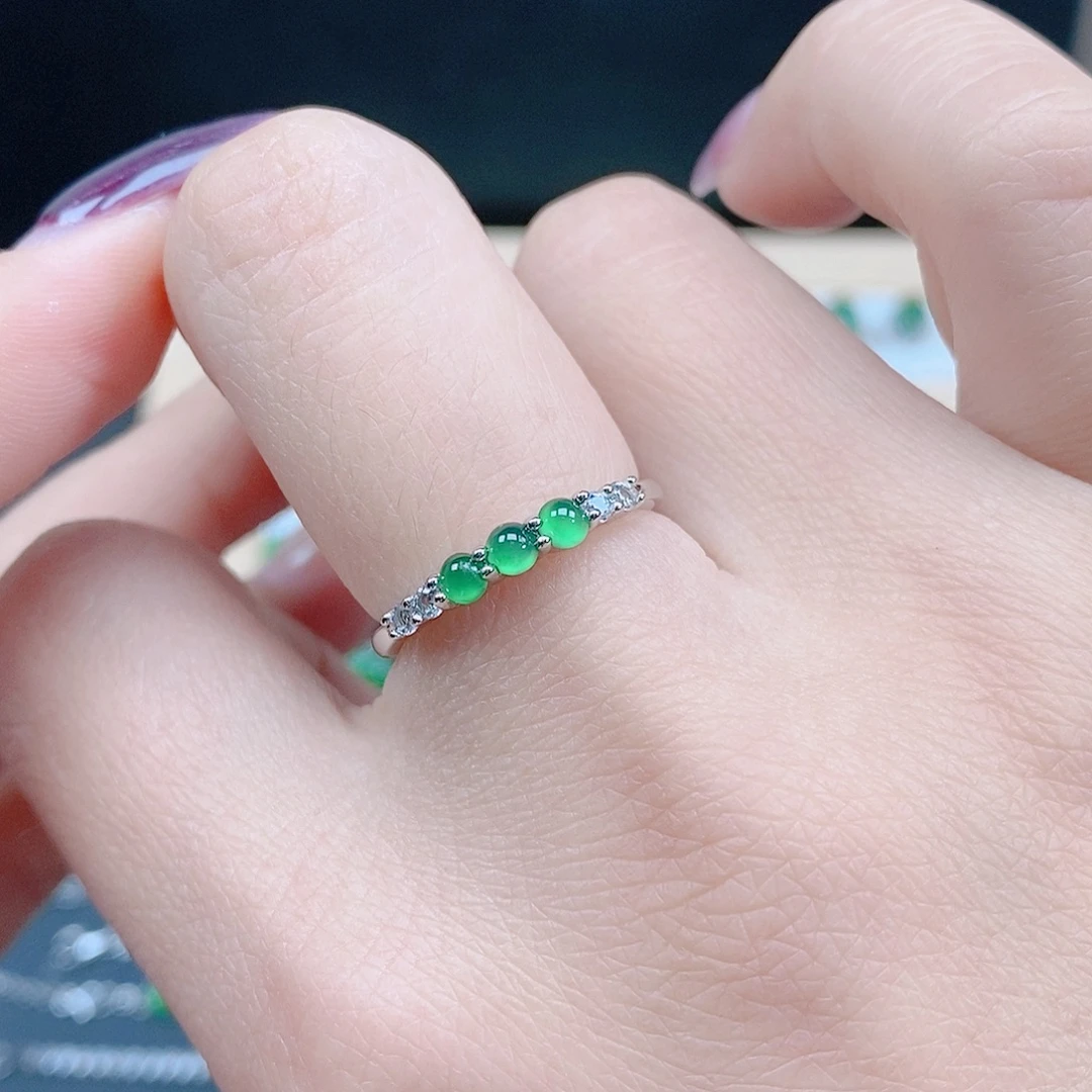 翡翠银S925镶嵌戒指翡翠戒指