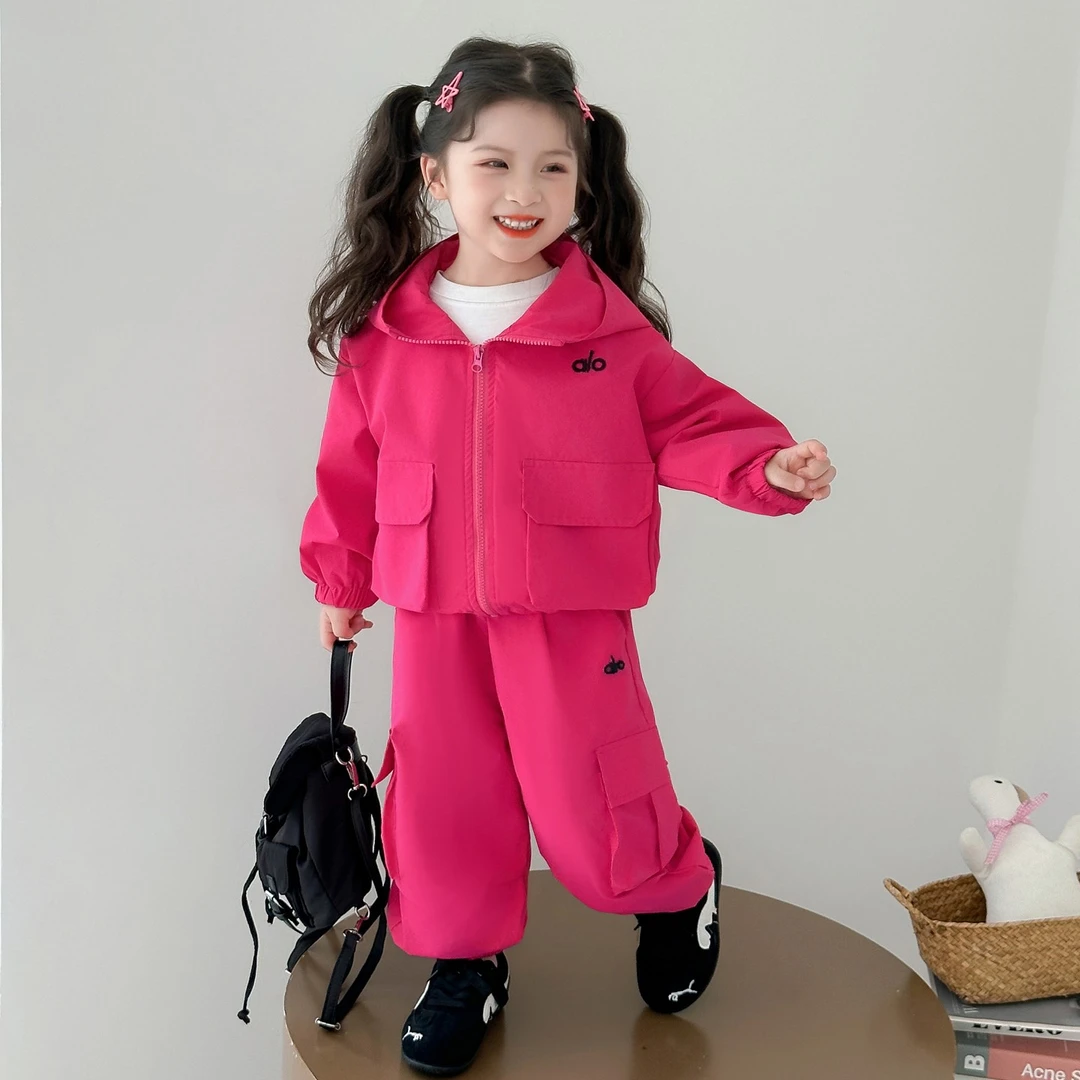 女童套装春秋季2025新款儿童洋气连帽外套时尚宝宝休闲秋装两件套