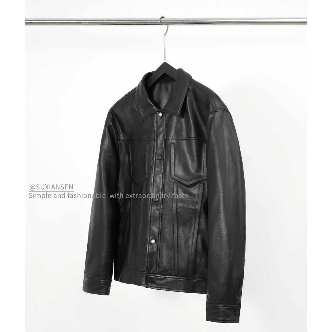 【素先森】老钱机车高级感休闲舒适纯色皮羽绒服DDY5103