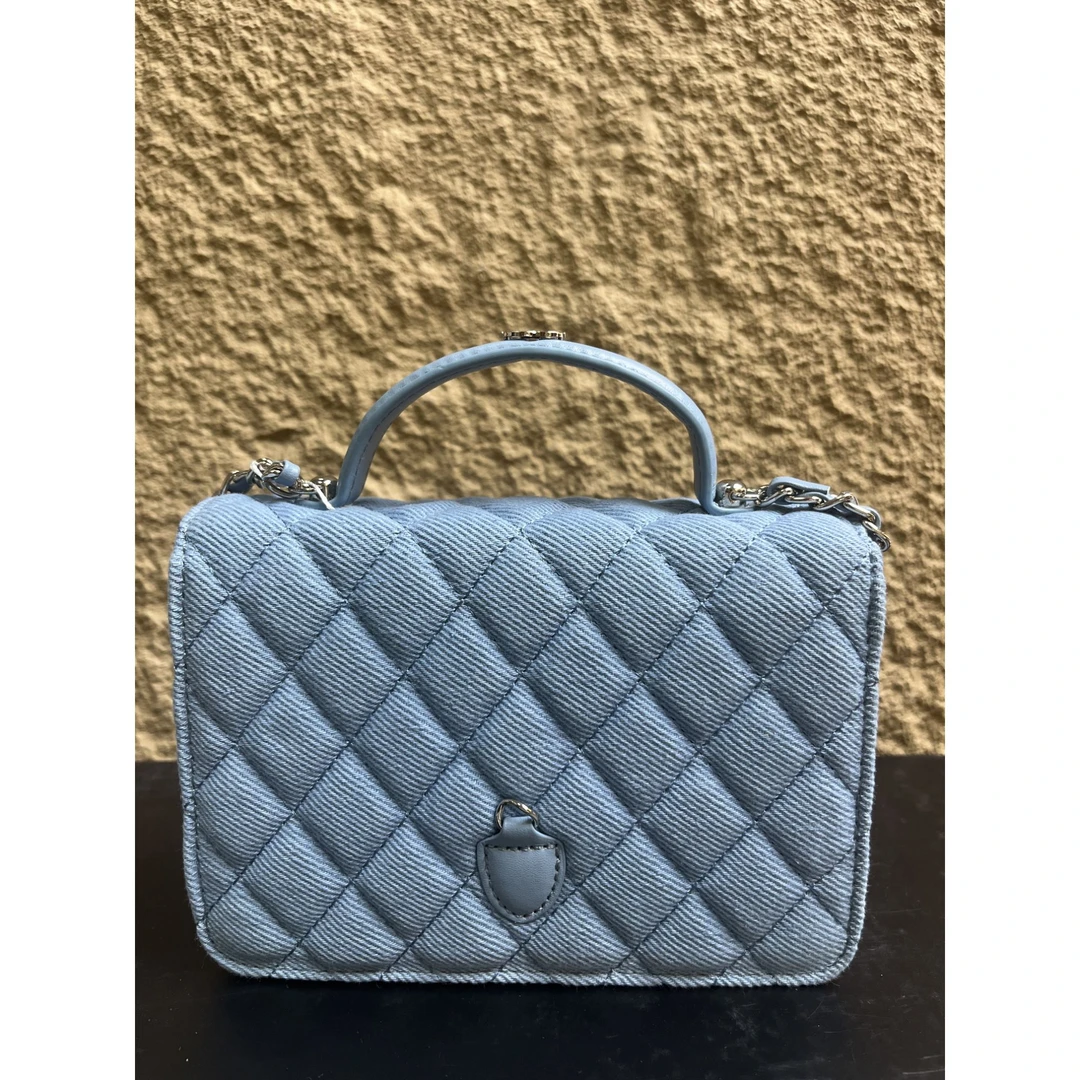 TOLEX2025新款手工女包休闲时尚百搭牛仔双链蓝色17.5cm