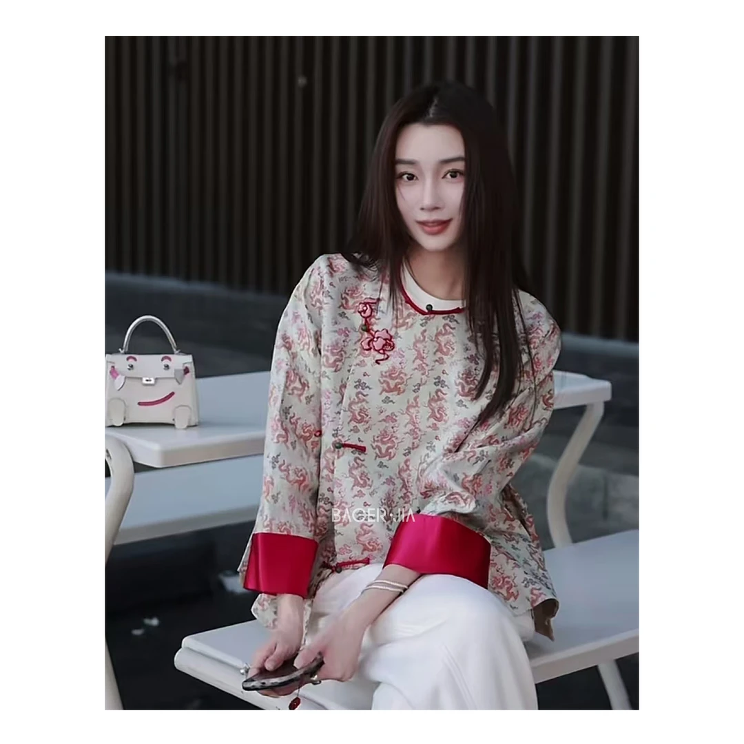 16-【传承如意龍】宝儿家BA59524103春夏国风潮宋锦桑蚕丝端庄外套