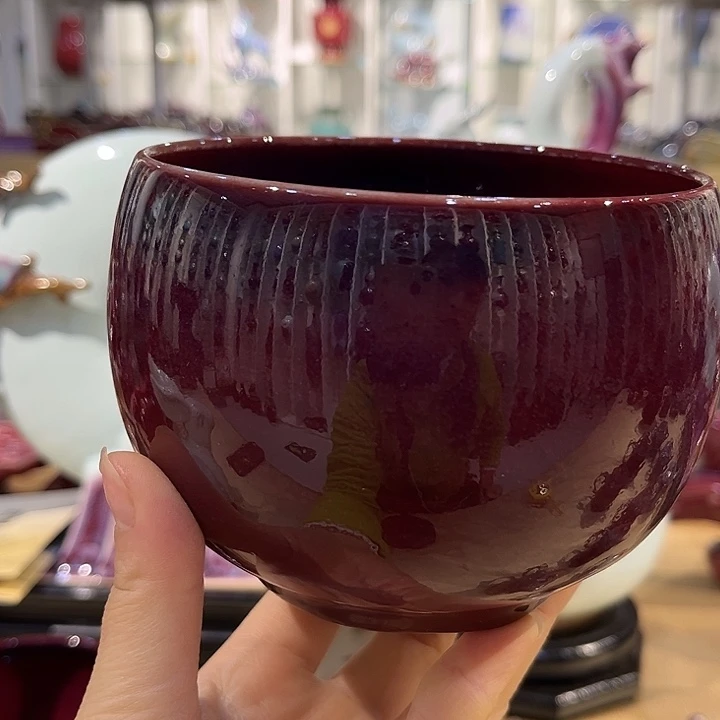 摆件陶钧瓷碗，手工玉壁底，钧瓷