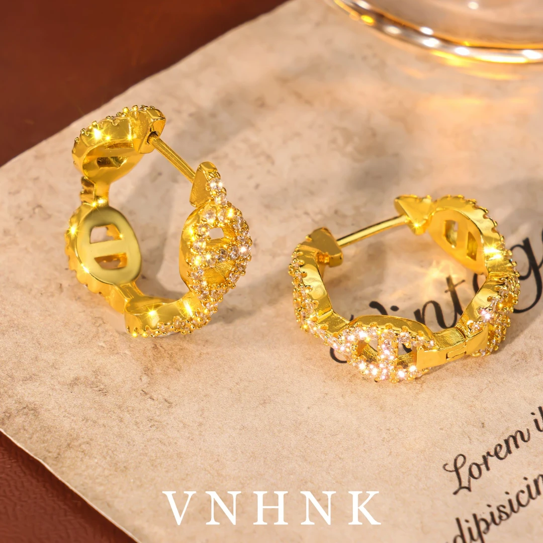 铜合金合成锆石耳饰 美可儿  C364   金色小众百搭气质耳环预售