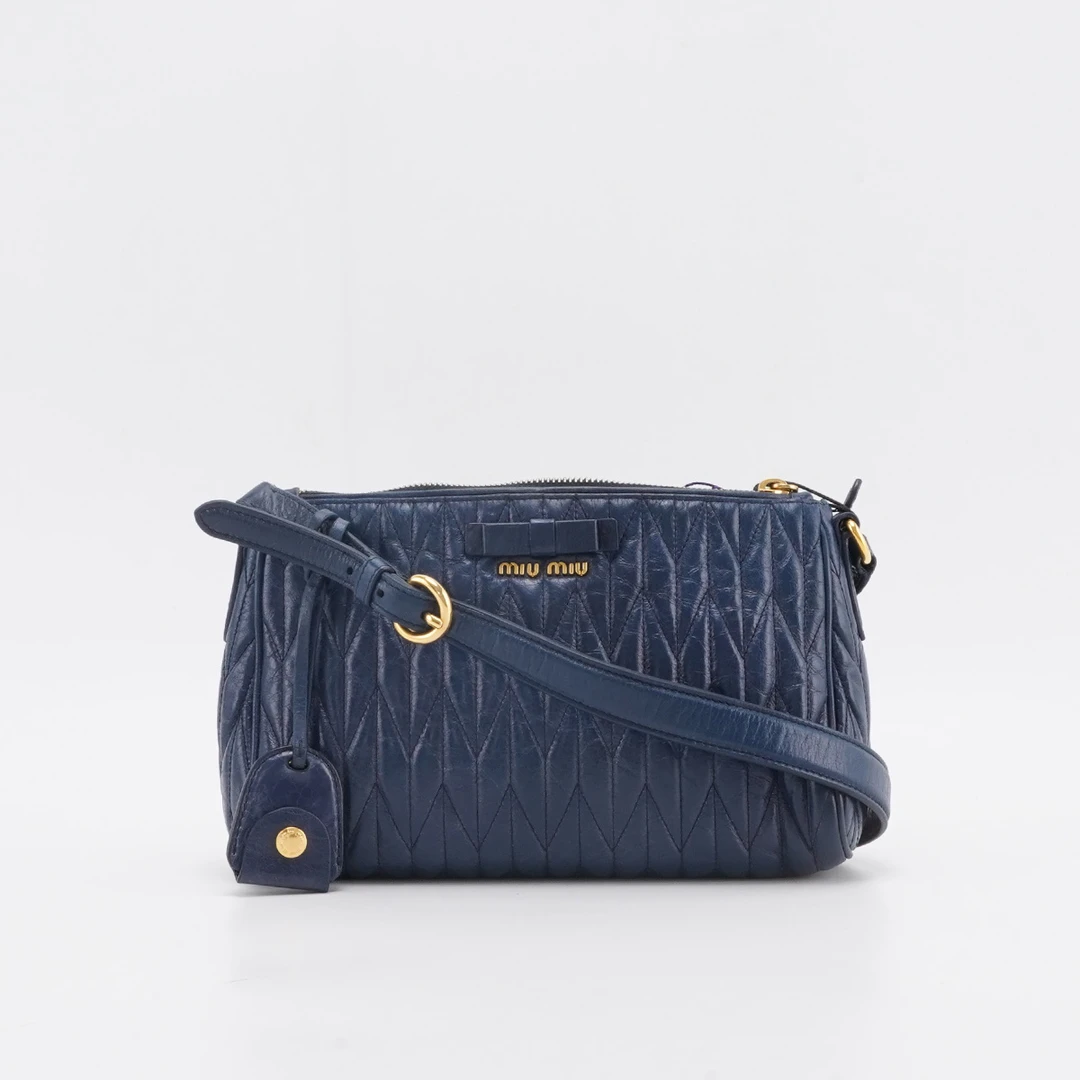 95新 MIU MIU/缪缪 褶皱款蝴蝶结单肩包/BGB200550013【静文】