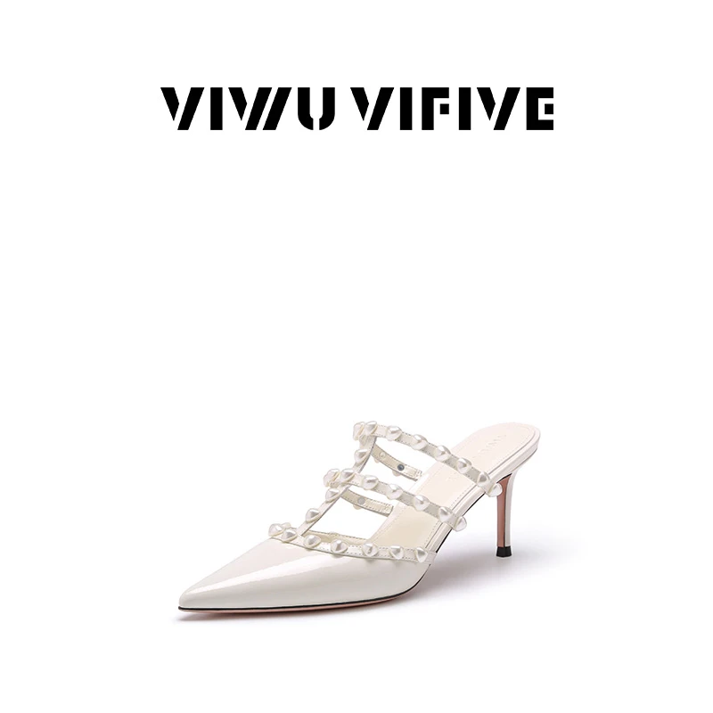 【余潇潇专属】「珀嫣」2025新款镂空百搭包头半拖百搭时尚细高跟女