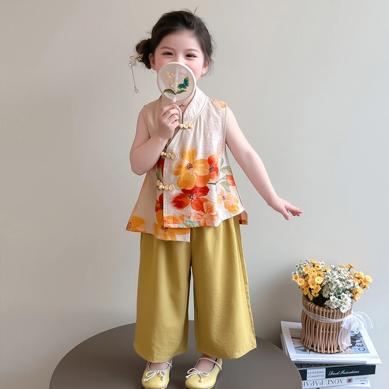 汉服女童国风套装夏季2025新款儿童超好看夏装宝宝夏日薄款两件套