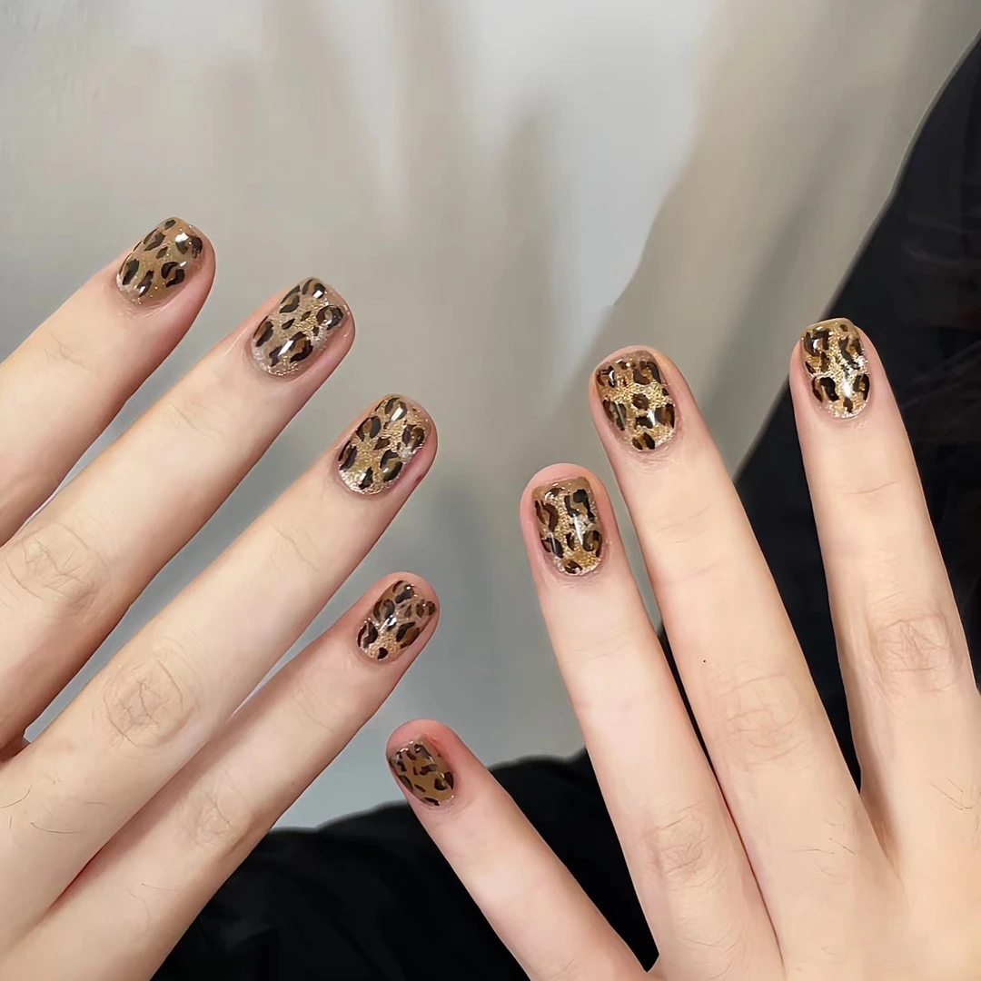 【M74】秋冬新款焦糖豹纹猫眼系列穿戴美甲