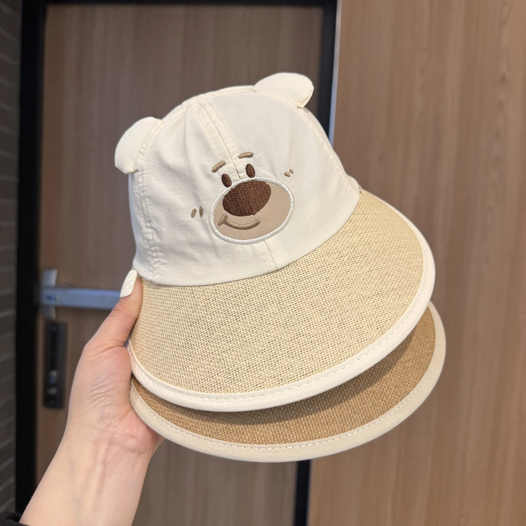 大帽檐儿童空顶帽夏季薄款宝宝遮阳帽男童出行防晒帽女孩太阳草帽