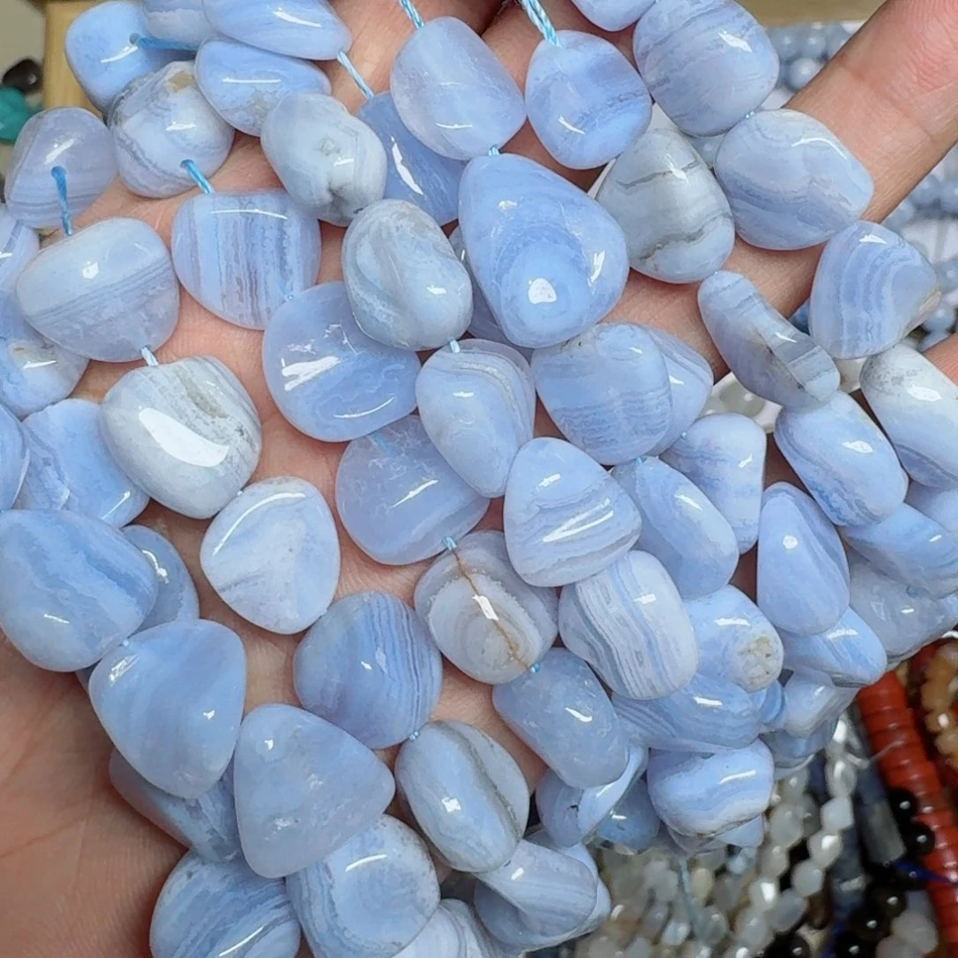 玛瑙/玉髓合金珠宝半成品随型蓝纹玛瑙一条