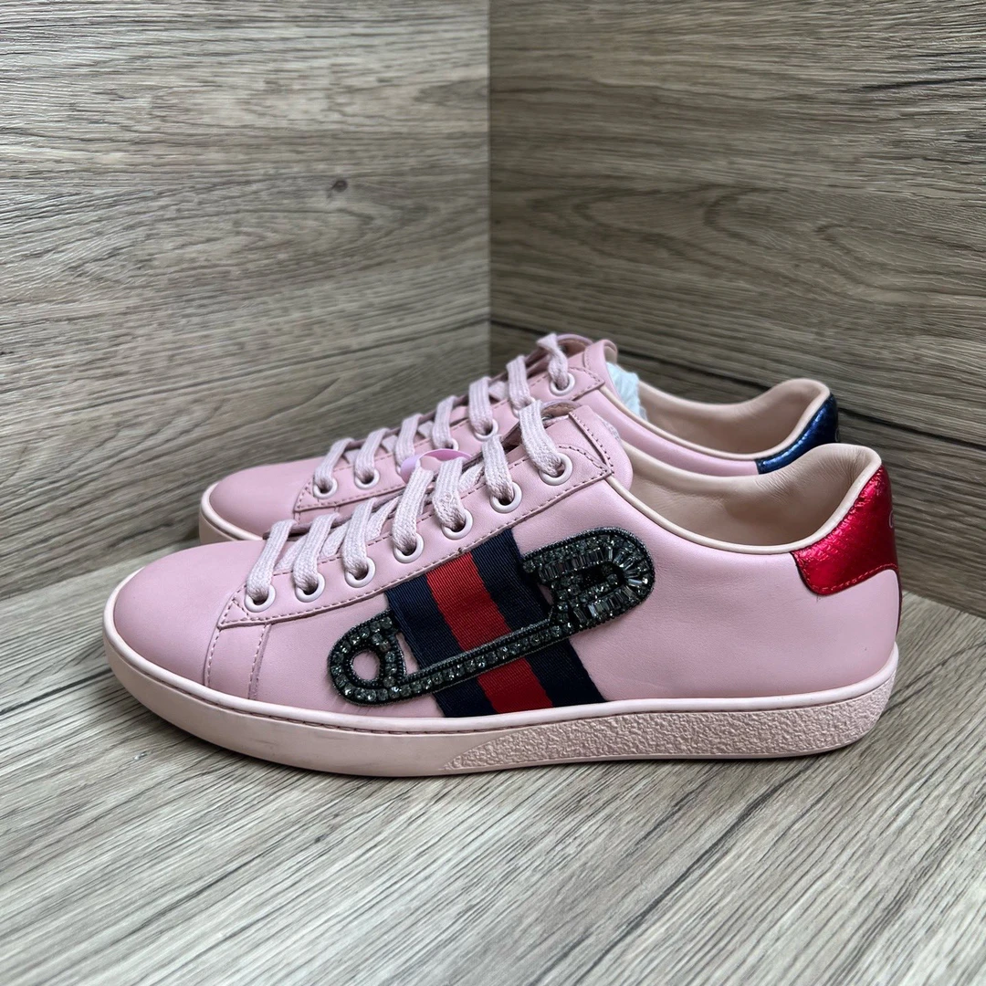 99新 GUCCI/古驰 Ace 别针水钻板鞋 34.5码