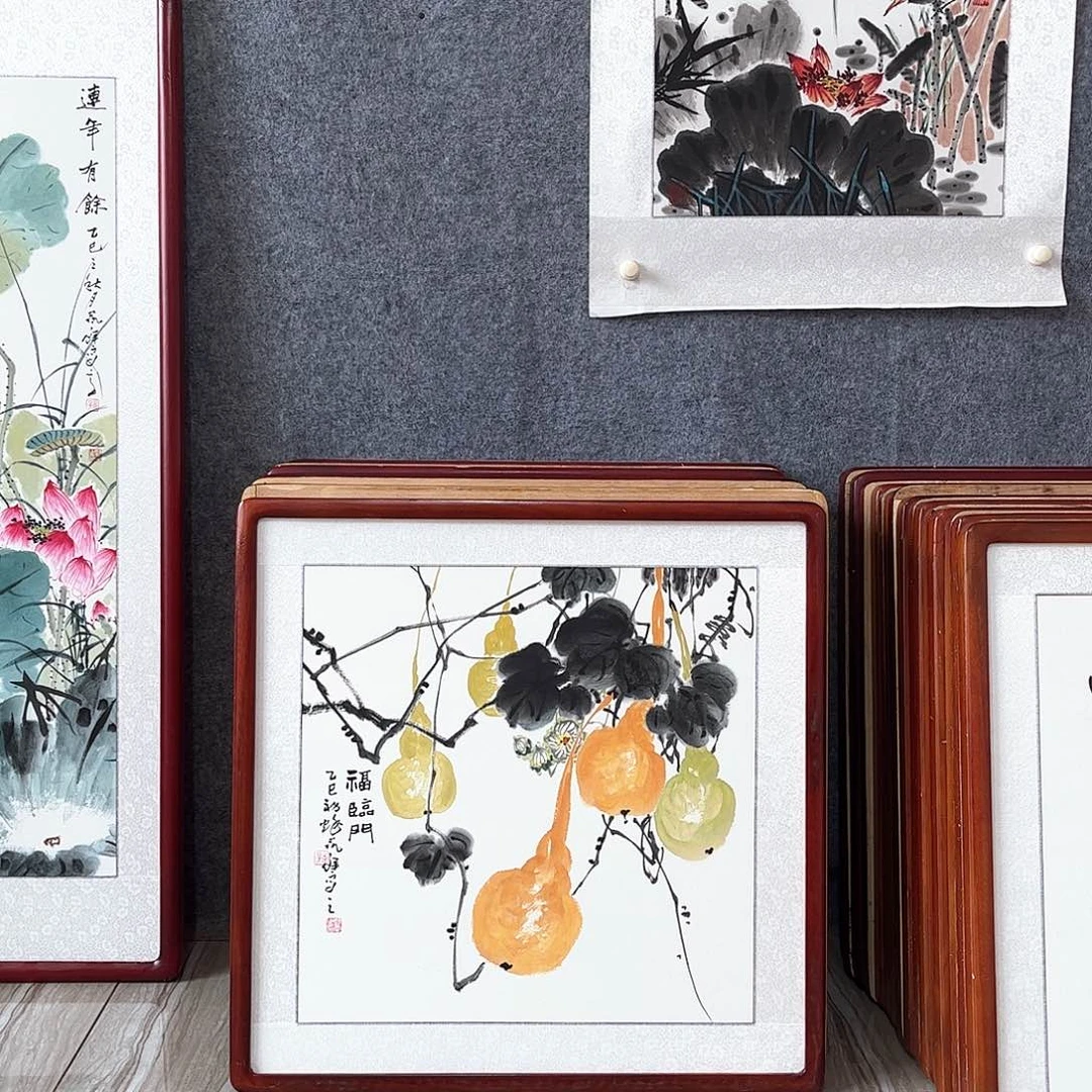 国画书画作品带框63×63