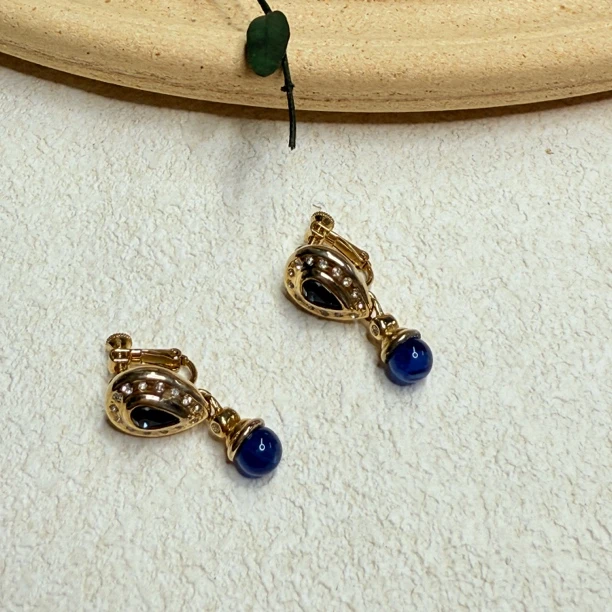 铜合金玻璃耳饰 【六六中古】孤品复古耳夹ap6798