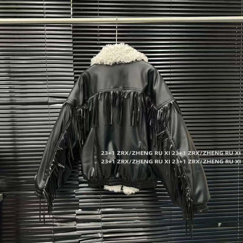 付新博女装小众设计毛领冬季厚款皮衣时尚款百搭棉服外套15170