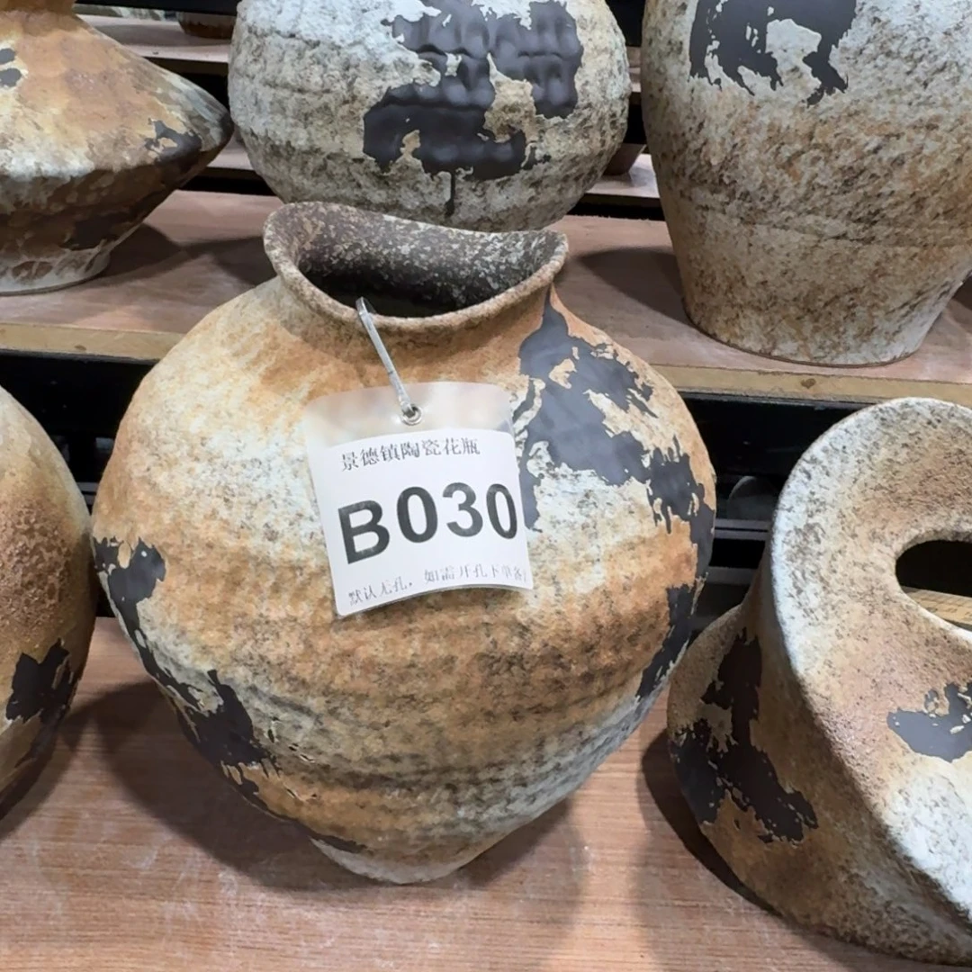 曼****陶摆件景德镇高温花瓶编码b031高33口10默认无孔