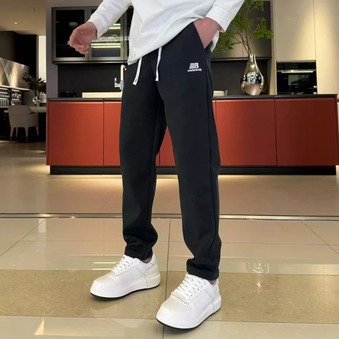 秋冬厚款针织长裤 男士防风加绒加厚850克宽松直筒休闲抗皱免烫