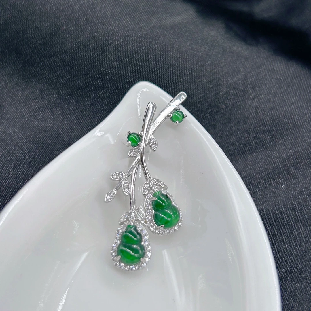 【石古会】S925银翡翠胸针【多样性发一】【FC052】