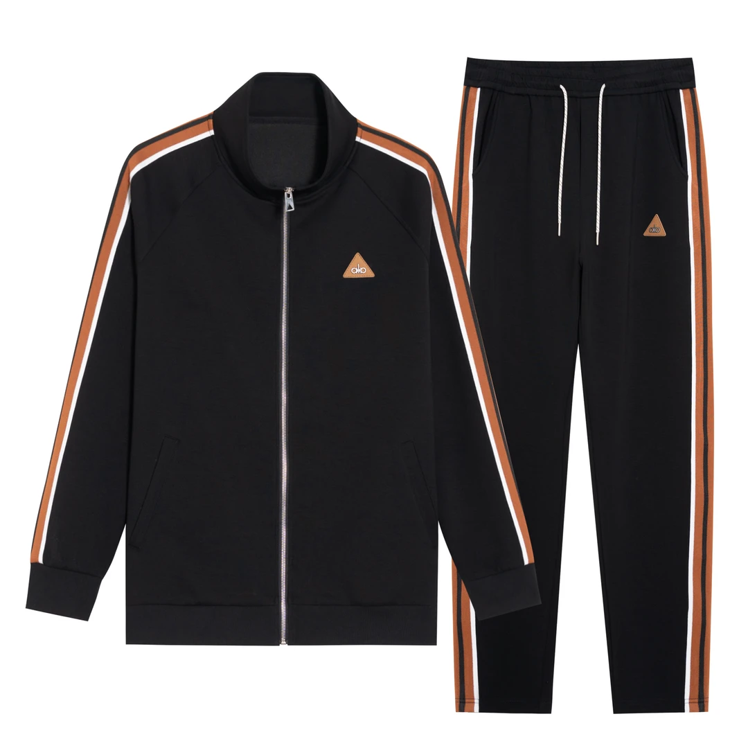 男士大码时尚简约秋冬潮流立领修身男休闲长袖运动套装大码男装WT