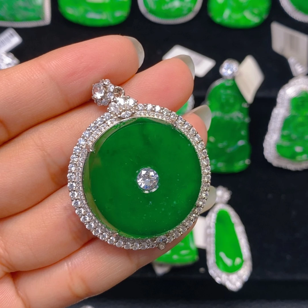 翡翠银S925镶嵌颈饰吊坠