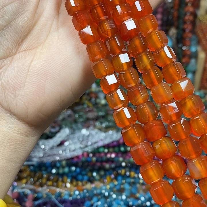 玛瑙/玉髓未镶嵌珠宝半成品玛瑙切面方糖卡8mm