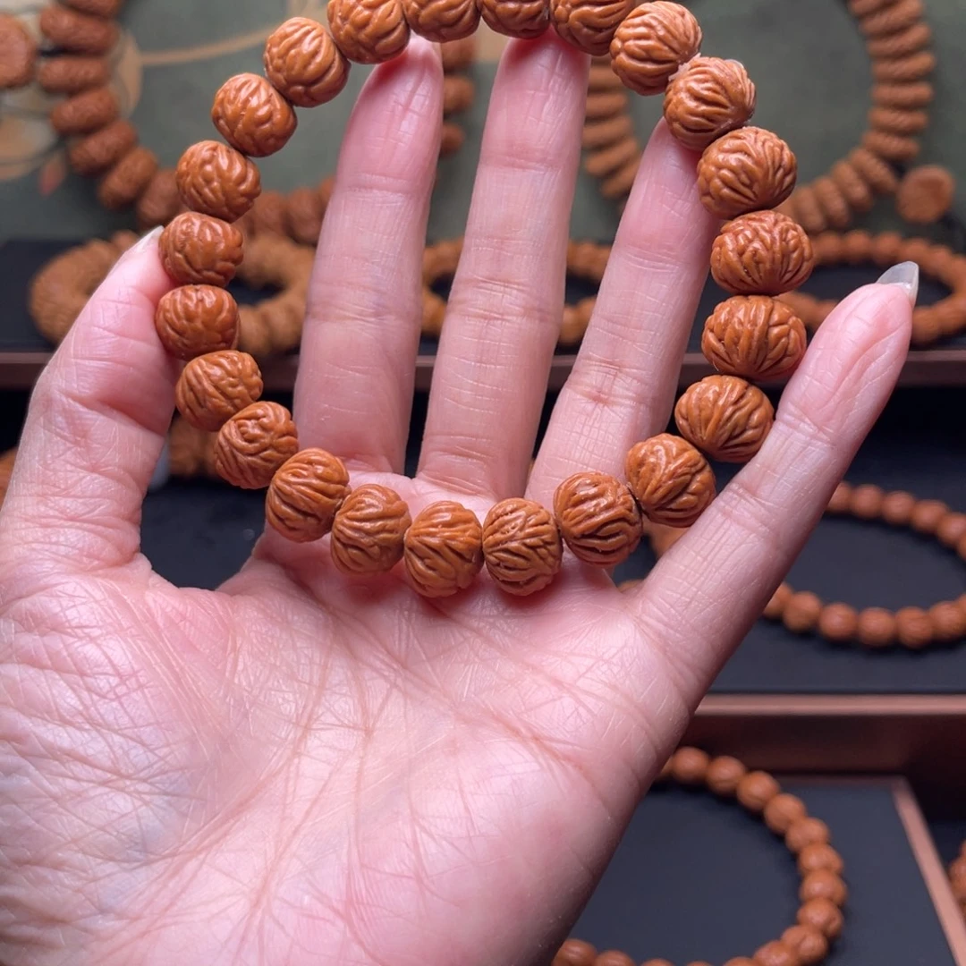 手串桃核12金蟾纹