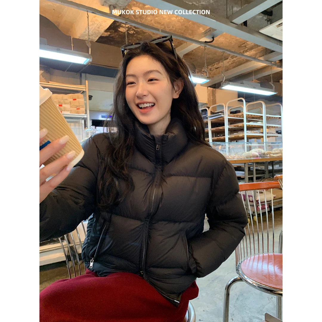 MUKOK  90白鸭绒超柔无胆短款立领羽绒服小个子轻薄短外套